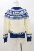 画像2: Jane Marple Dans Le Salon / Fair Isle Knit Cardigan  オフ×ブルー H-26-01-11-054-JM-TO-KB-ZH (2)