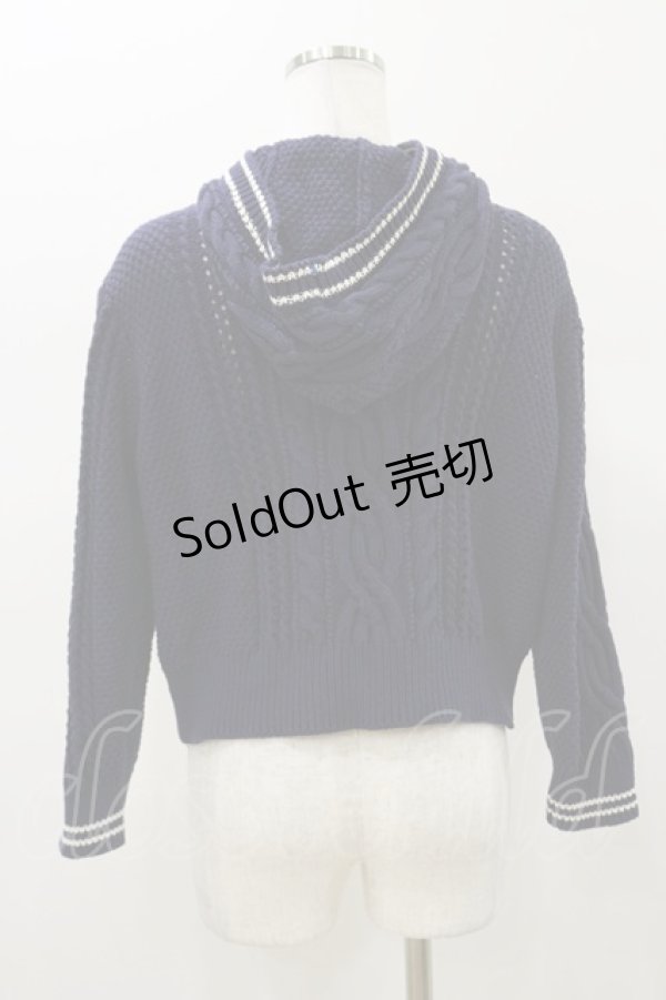 画像2: Jane Marple / Alan Knit Hoodie  ネイビー H-26-01-11-055-JM-TO-KB-ZH (2)