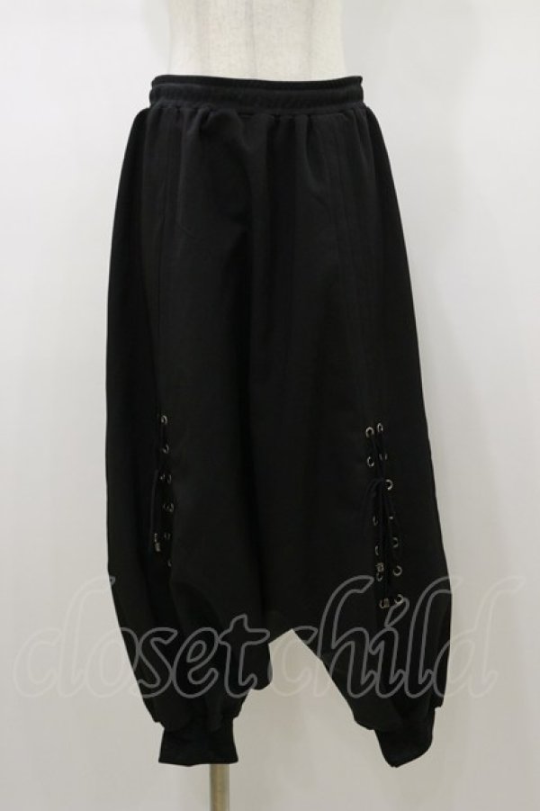 画像1: Qutie Frash / 2019プレミアム”紅鶴”サルエルパンツ  黒×赤 H-26-01-11-061-QU-PA-KB-ZH (1)