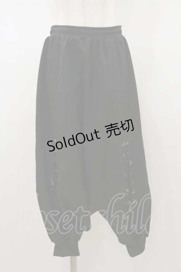 画像1: Qutie Frash / 2019プレミアム”紅鶴”サルエルパンツ  黒×赤 H-26-01-11-061-QU-PA-KB-ZH (1)