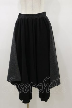 画像: Qutie Frash / 龍プリントサルエルパンツ  黒×グレー H-26-01-11-062-QU-PA-KB-ZH