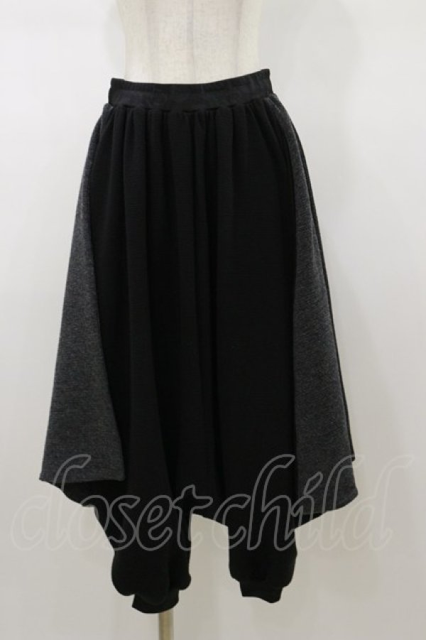 画像1: Qutie Frash / 龍プリントサルエルパンツ  黒×グレー H-26-01-11-062-QU-PA-KB-ZH (1)