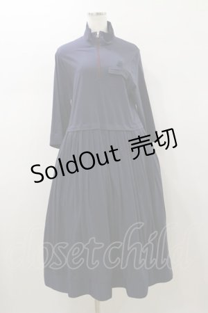 画像: Jane Marple Dans Le Salon / シフォン天竺ジップアップドレス M ネイビー H-26-01-11-076-JM-OP-KB-ZH