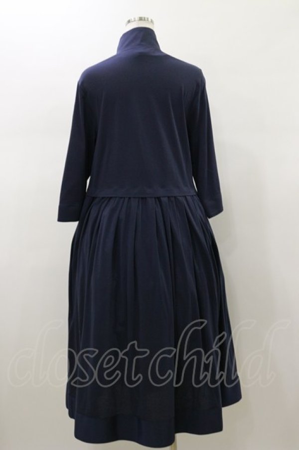 画像2: Jane Marple Dans Le Salon / シフォン天竺ジップアップドレス M ネイビー H-26-01-11-076-JM-OP-KB-ZH (2)