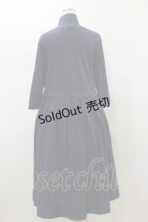 画像2: Jane Marple Dans Le Salon / シフォン天竺ジップアップドレス M ネイビー H-26-01-11-076-JM-OP-KB-ZH (2)