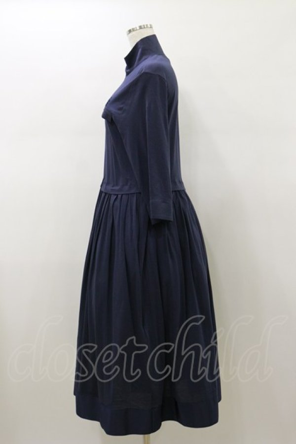 画像3: Jane Marple Dans Le Salon / シフォン天竺ジップアップドレス M ネイビー H-26-01-11-076-JM-OP-KB-ZH (3)