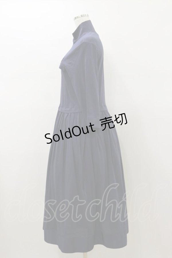 画像3: Jane Marple Dans Le Salon / シフォン天竺ジップアップドレス M ネイビー H-26-01-11-076-JM-OP-KB-ZH (3)