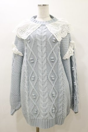 画像: Candy Stripper / LACE COLLAR CABLE KNITワンピース  サックス H-26-01-11-078-PU-OP-KB-ZH
