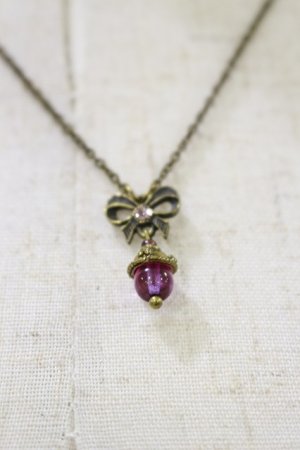 画像: Michal Negrin / リボンチャームネックレス  ゴールド×ピンク H-26-01-11-013-LO-AC-KB-ZH