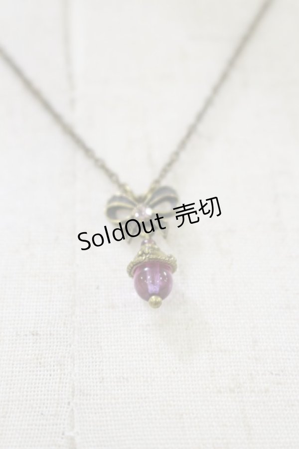 画像1: Michal Negrin / リボンチャームネックレス  ゴールド×ピンク H-26-01-11-013-LO-AC-KB-ZH (1)