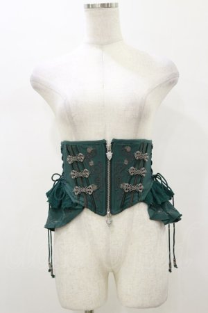 画像: Ozz oneste / 薔薇刺繍ショートコルセット  グリーン H-26-01-11-017-OO-ZA-KB-ZH