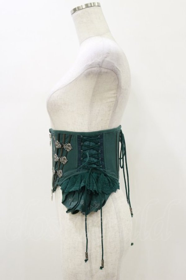 画像3: Ozz oneste / 薔薇刺繍ショートコルセット  グリーン H-26-01-11-017-OO-ZA-KB-ZH (3)