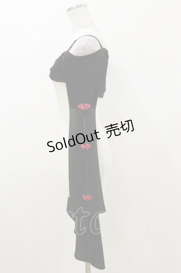 画像3: Qutie Frash / 着物オフショルショートカーデ  黒×赤 H-26-01-11-033-QU-TO-KB-ZH (3)