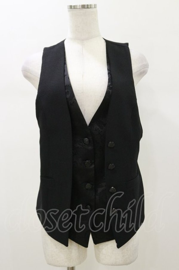 画像1: Qutie Frash / レイヤード風ベスト  黒 H-26-01-11-035-QU-TO-KB-ZH (1)