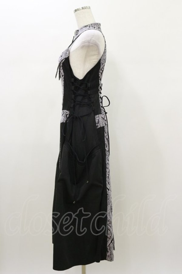 画像3: Qutie Frash / ジャガードロングベスト  黒×グレー H-26-01-11-036-QU-OP-KB-ZH (3)