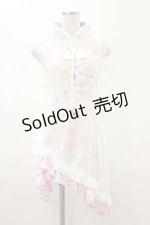 画像: Qutie Frash / 胸開きチャイナチュニック  ピンク H-26-01-11-038-QU-TO-KB-ZH