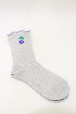 画像: Candy Stripper / CHERRY RIB SOCKS  シルバー H-26-01-11-003-PU-ZA-KB-ZH