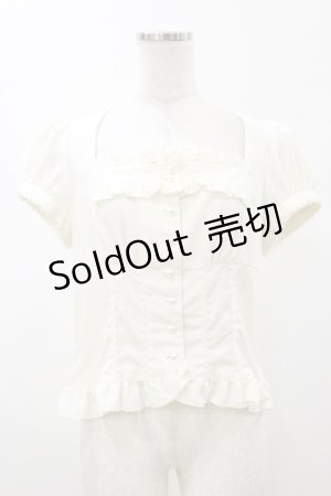 画像: Sheglit / スクウェアネックフリルブラウス M オフホワイト H-26-01-11-040-EL-BL-KB-ZH