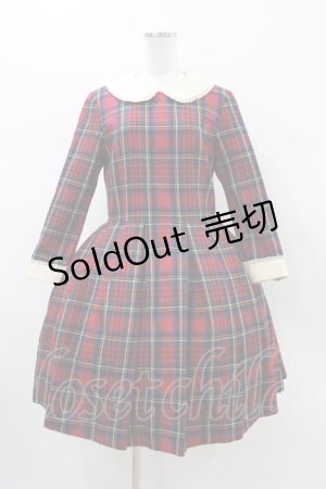 画像: Jane Marple / ウールタータンのワンピース  レッド H-26-01-12-1035-JM-OP-KB-ZH