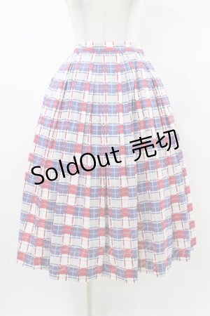 画像: Jane Marple / Graffiti checkのトリプルタックスカート  オフホワイト×ネイビー×レッド H-26-01-12-1041-JM-SK-KB-ZH