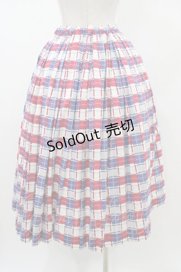 画像2: Jane Marple / Graffiti checkのトリプルタックスカート  オフホワイト×ネイビー×レッド H-26-01-12-1041-JM-SK-KB-ZH (2)