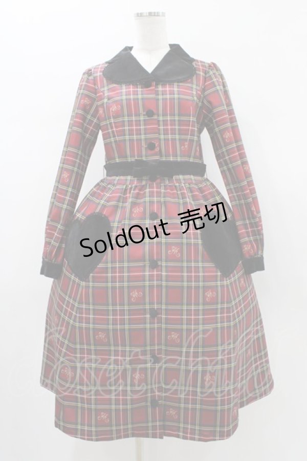 画像1: Melody BasKet / ノーブルタータンワンピース  レッド H-26-01-12-1027-LO-OP-KB-ZH (1)
