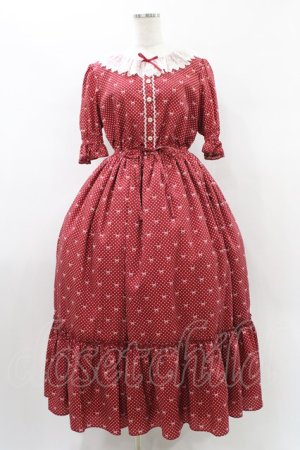 画像: Melody BasKet / Little dot Ribbonレース襟ワンピース L レッド H-26-01-12-1028-LO-OP-KB-ZH