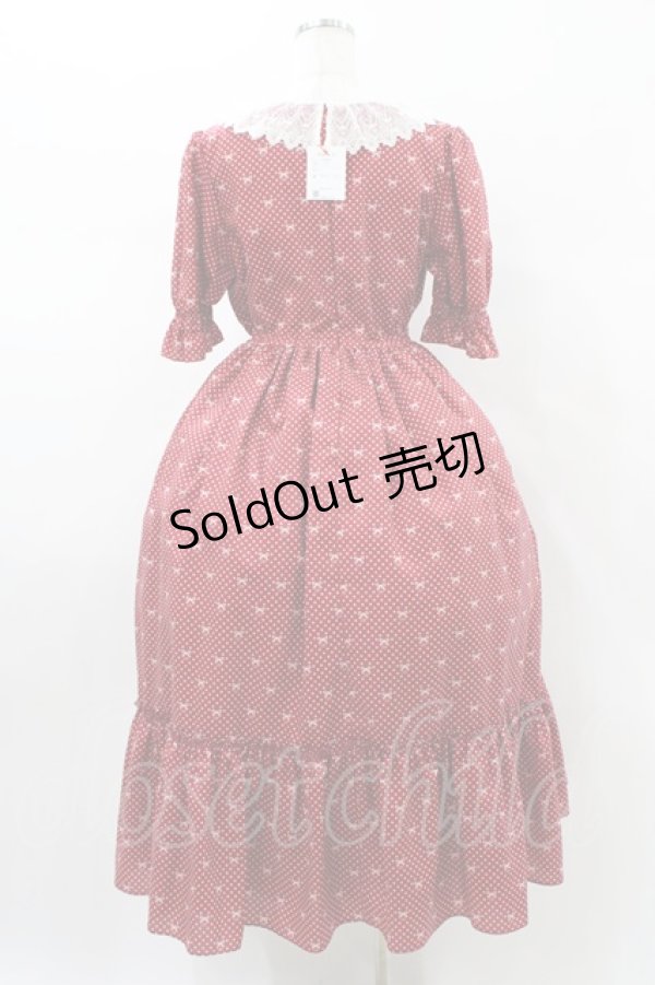 画像2: Melody BasKet / Little dot Ribbonレース襟ワンピース L レッド H-26-01-12-1028-LO-OP-KB-ZH (2)