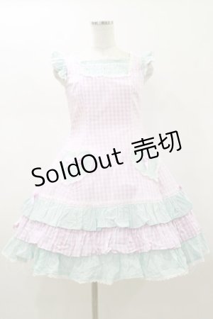 画像: Angelic Pretty / ギンガムシャーベットジャンパースカート Free ピンク/サックス H-26-01-12-083-AP-OP-NS-ZH