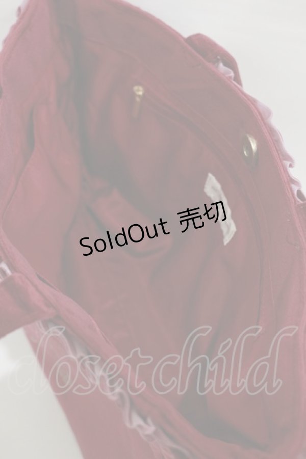 画像2: m petit by misako / ベロアランチトート  ワイン H-26-01-12-024-LO-BG-NS-ZH (2)