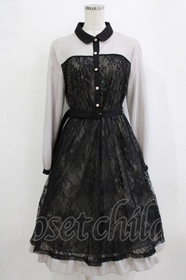 画像1: axes femme / ビスチェ切替レースワンピース M グレー H-26-01-13-025-AX-OP-NS-ZH (1)