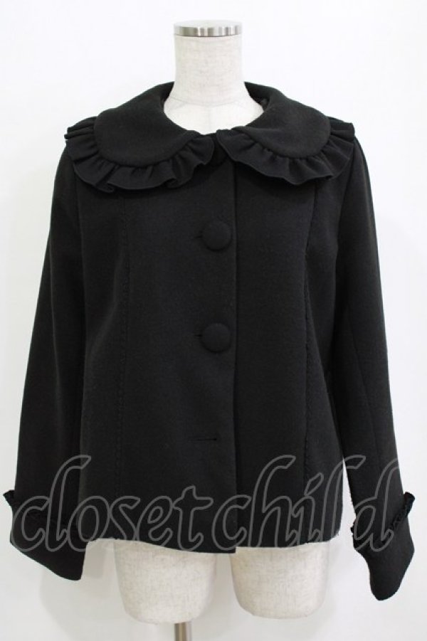 画像1: axes femme Kawaii / フリルカラーショートコート M ブラック H-26-01-13-035-AX-CO-NS-ZH (1)