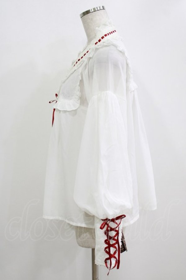 画像2: Yotsuba's Home（海外ロリータブランド） / はしごレースブラウス L オフ H-26-01-13-046-PU-BL-NS-ZH (2)