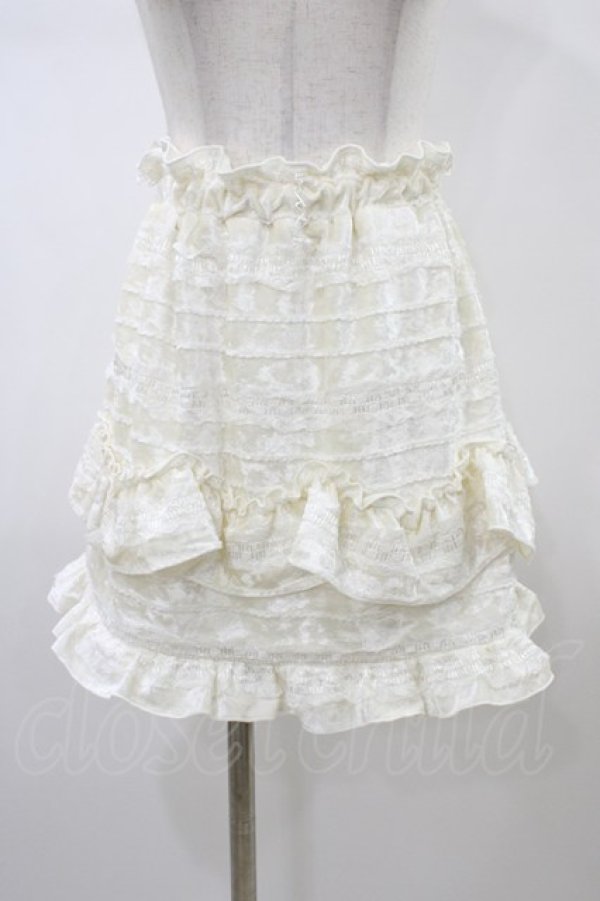 画像1: merry jenny / ベロアフリルミニスカート  アイボリー H-26-01-13-1032-LO-SK-KB-ZH (1)