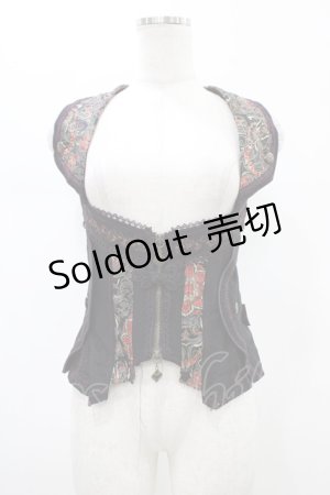 画像: Ozz oneste / ジャガード切替ZIPベスト  ブラック H-26-01-13-1036-OO-TO-KB-ZH