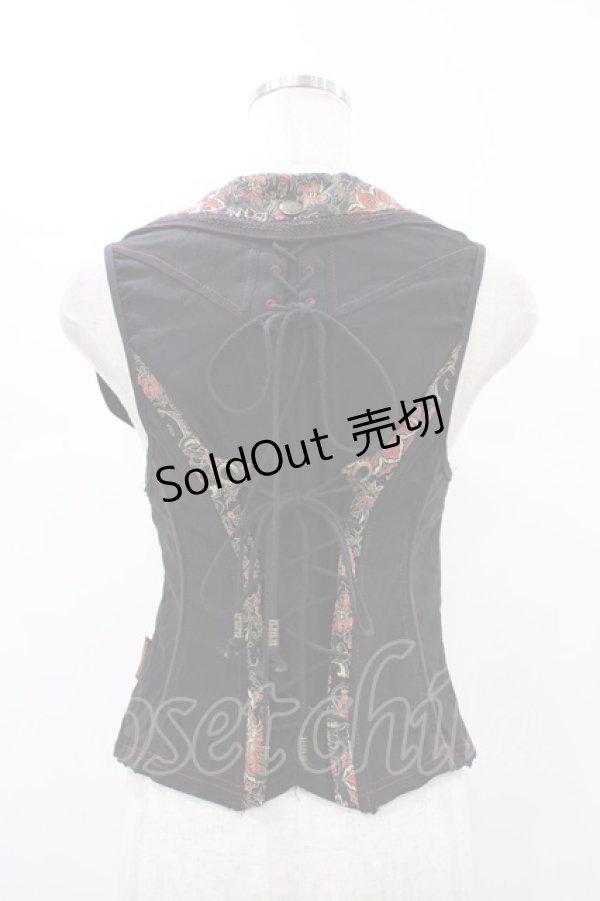 画像2: Ozz oneste / ジャガード切替ZIPベスト  ブラック H-26-01-13-1036-OO-TO-KB-ZH (2)