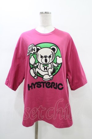 画像: HYSTERIC GLAMOUR / BEAR HELLO AGAINオーバーサイズTシャツ  ピンク H-26-01-13-1041-PU-TO-KB-ZH