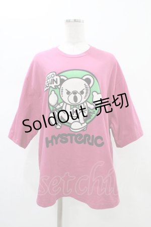 画像: HYSTERIC GLAMOUR / BEAR HELLO AGAINオーバーサイズTシャツ  ピンク H-26-01-13-1041-PU-TO-KB-ZH