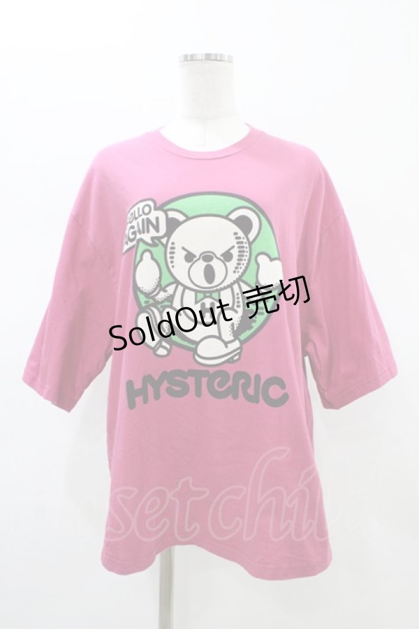 画像1: HYSTERIC GLAMOUR / BEAR HELLO AGAINオーバーサイズTシャツ  ピンク H-26-01-13-1041-PU-TO-KB-ZH (1)