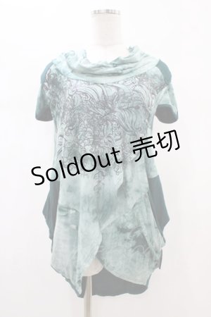 画像: Ozz Croce / ハイネック変形カットソー  グリーン H-26-01-13-1046-OO-TO-KB-ZH