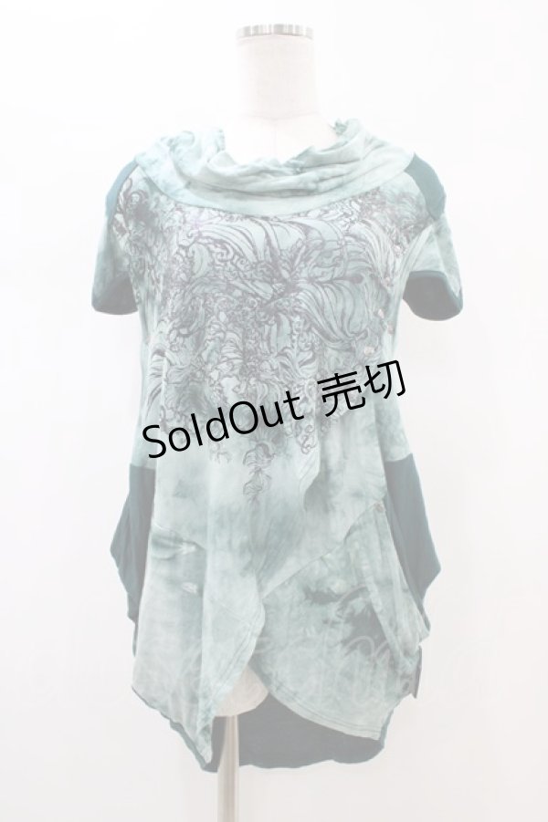 画像1: Ozz Croce / ハイネック変形カットソー  グリーン H-26-01-13-1046-OO-TO-KB-ZH (1)