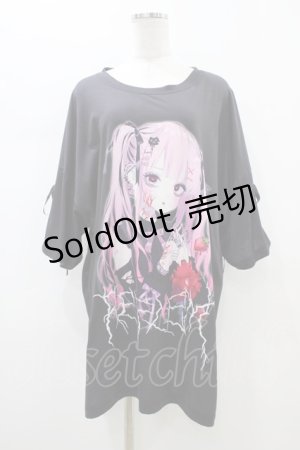 画像: REFLEM / REFLEM×negi コラボTシャツ  ブラック×ピンク H-26-01-13-1049-PU-TO-KB-ZH