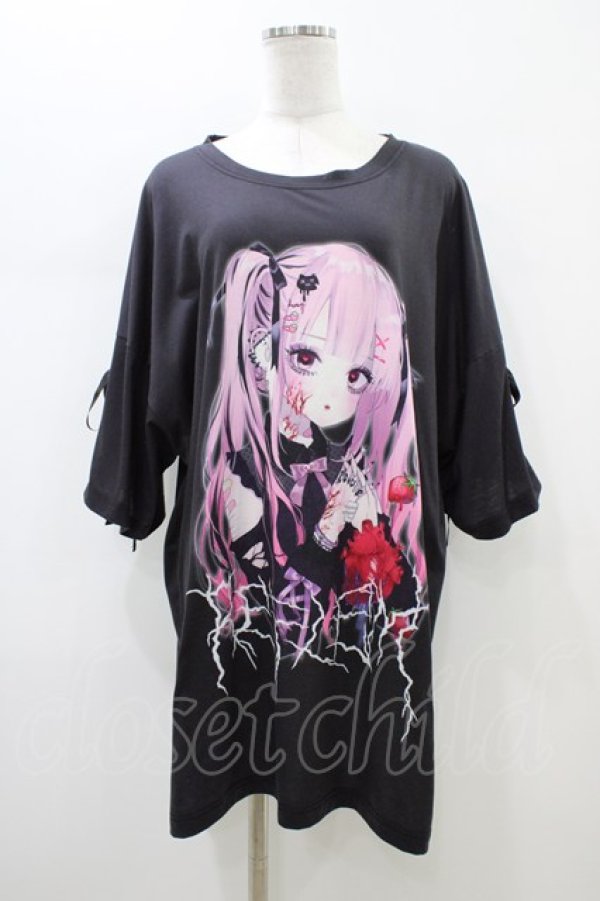 画像1: REFLEM / REFLEM×negi コラボTシャツ  ブラック×ピンク H-26-01-13-1049-PU-TO-KB-ZH (1)