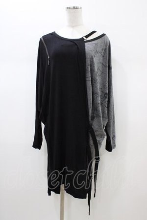 画像: Ozz Croce / プリント切替ドルマンロングカットソー  ブラック×グレー H-26-01-13-1050-OO-TO-KB-ZH