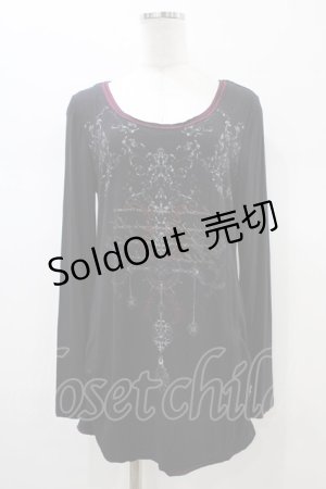 画像: Ozz Croce / プリント刺繍カットソー  ブラック H-26-01-13-1053-OO-TO-KB-ZH