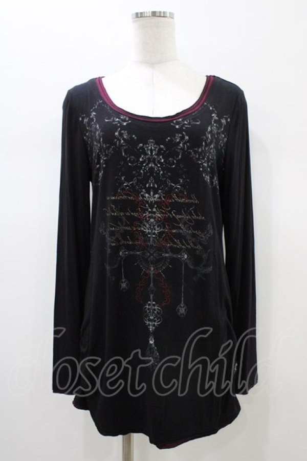 画像1: Ozz Croce / プリント刺繍カットソー  ブラック H-26-01-13-1053-OO-TO-KB-ZH (1)