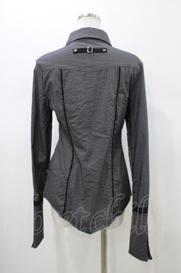 画像2: Ozz Croce / ストライプブラウス  グレー×ブラック H-26-01-13-1055-OO-BL-KB-ZH (2)