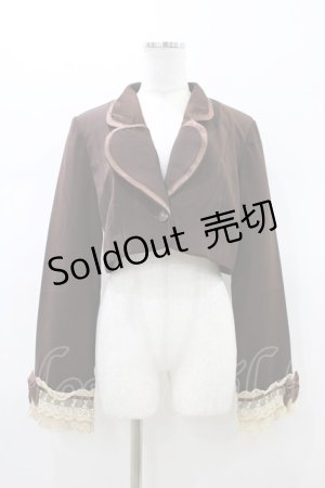 画像: MARBLE / パイピング飾りエンブレムショートジャケット  ブラウン H-26-01-13-1056-GO-JA-KB-ZH