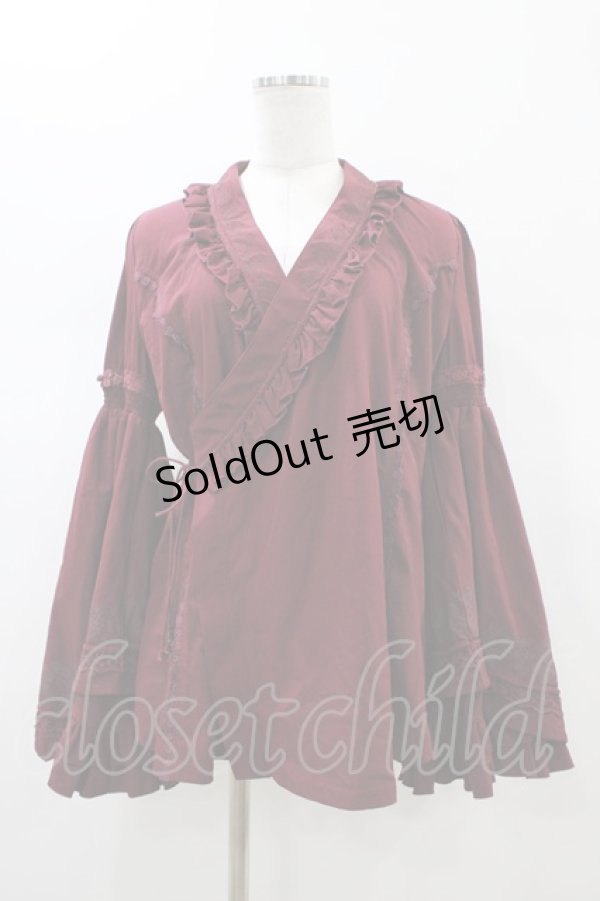 画像1: Ozz oneste / 和襟重ねブラウス  ボルドー H-26-01-13-1057-OO-BL-KB-ZH (1)