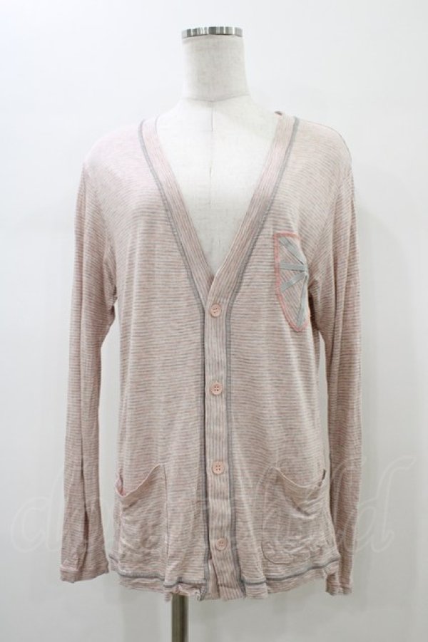 画像1: MILKBOY / ボーダーVネックカーディガン  ピンク H-26-01-13-1060-MB-TO-KB-ZH (1)